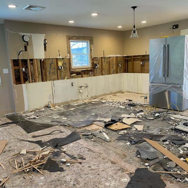 Kitchen gutted to the studs during a remodel — Sky Property INC, Baltimore, MD